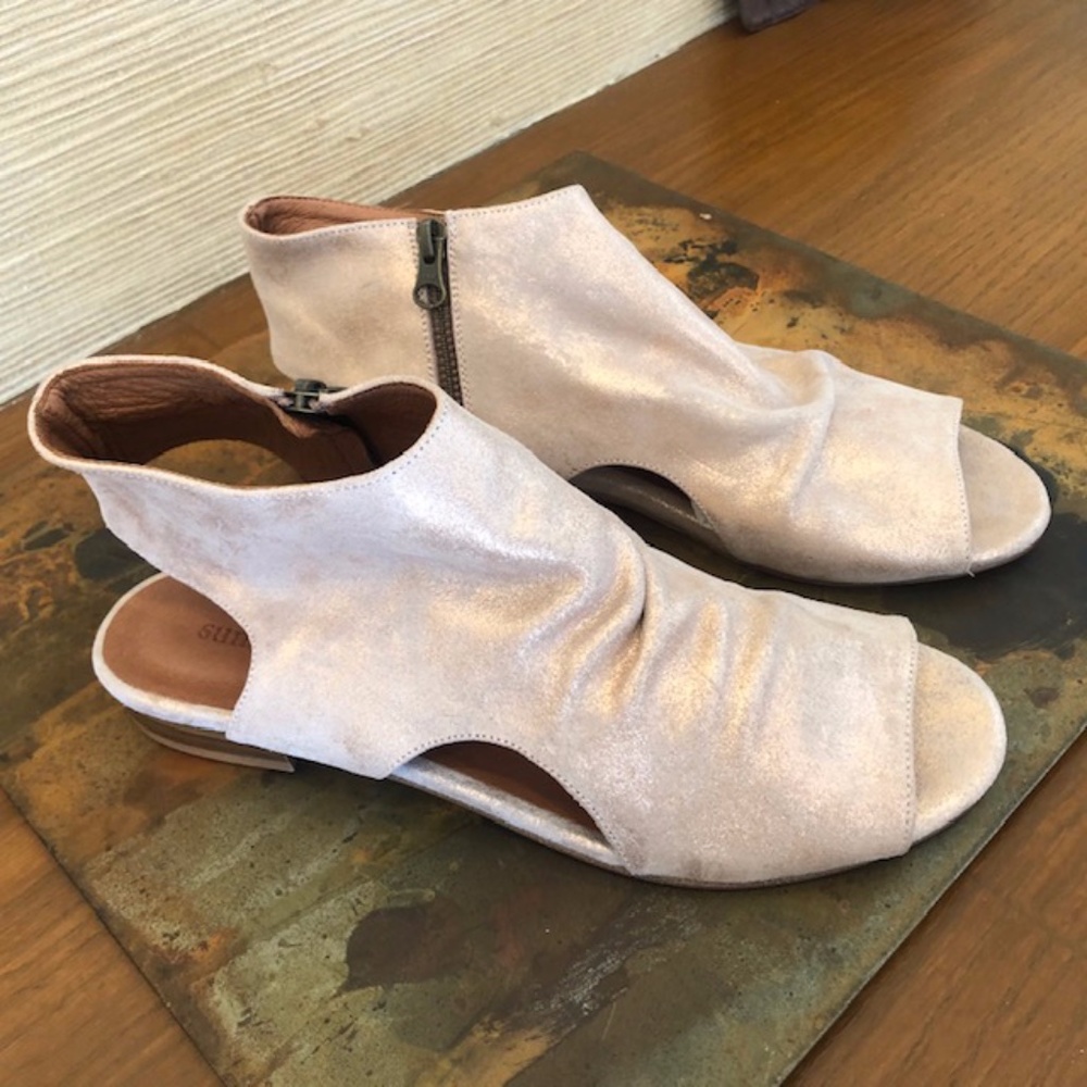 New! Pink metallic leather sandals from SUNDANCE!
